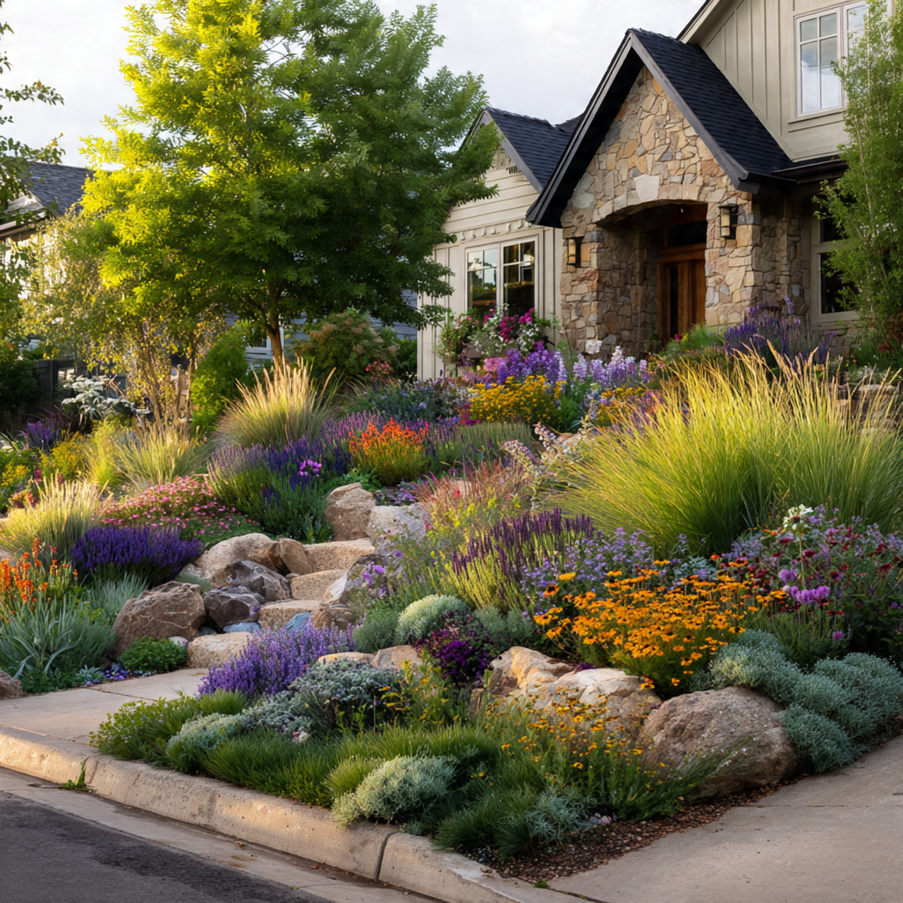 flower beds in front of house