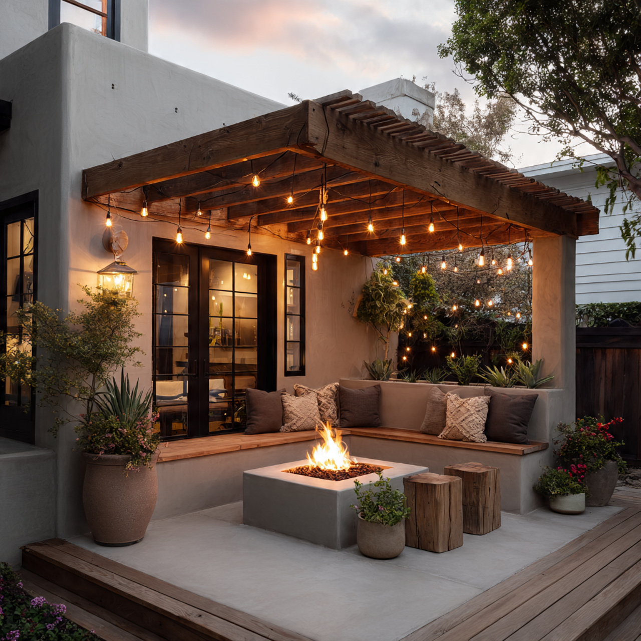 fire pit pergola designs