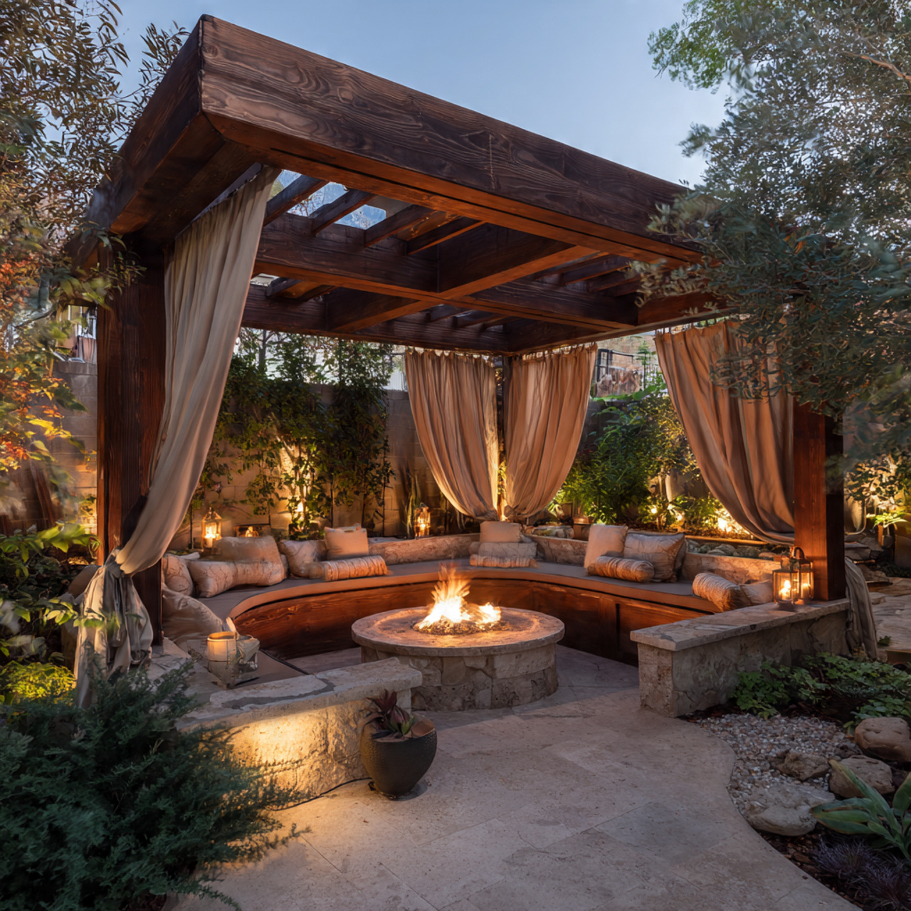 fire pit pergola designs