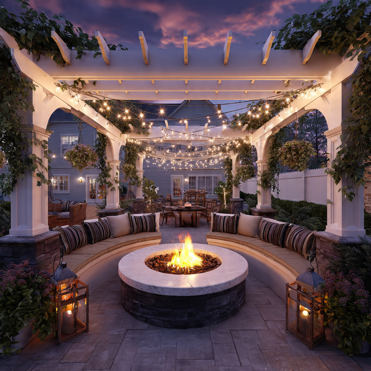 fire pit pergola designs