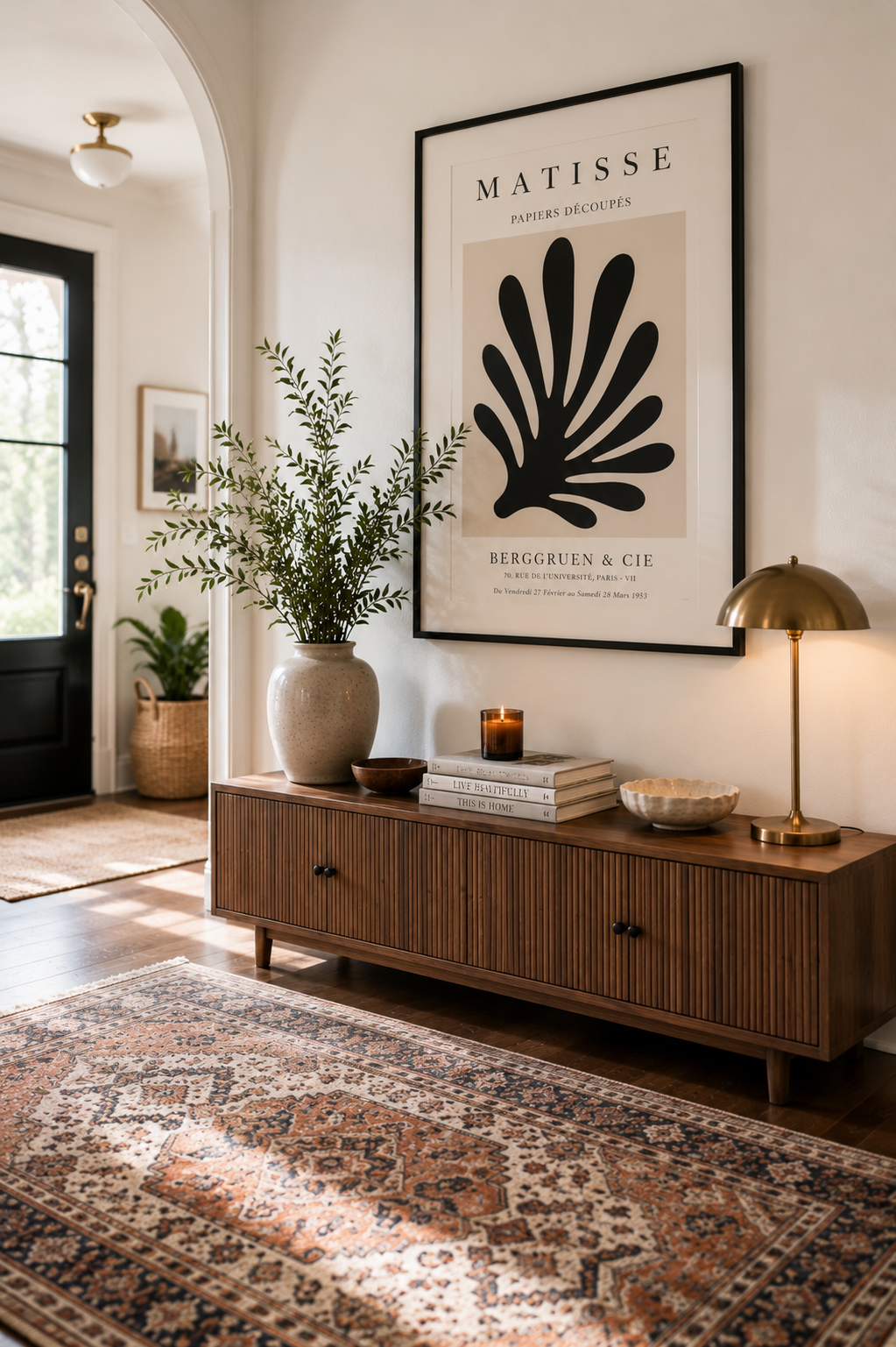 14 Brilliant Small Console Tables Ideas for Tight Spaces 11 A Framed Art Print Above a Low Console for small console tables