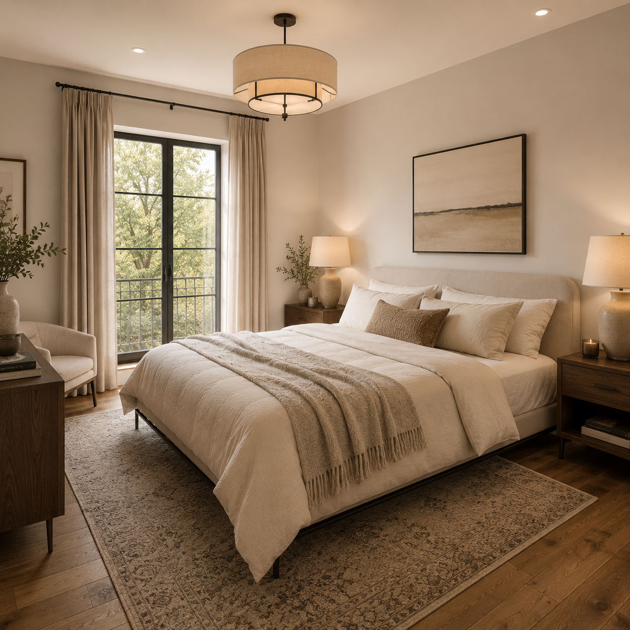 15 Dreamy Bedroom Paint Colors for a Calm Restful Room 10 Bedroom Paint Colors With A Creamy Oatmeal Bedroom With Soft Wool Throws and Wood Floors 2